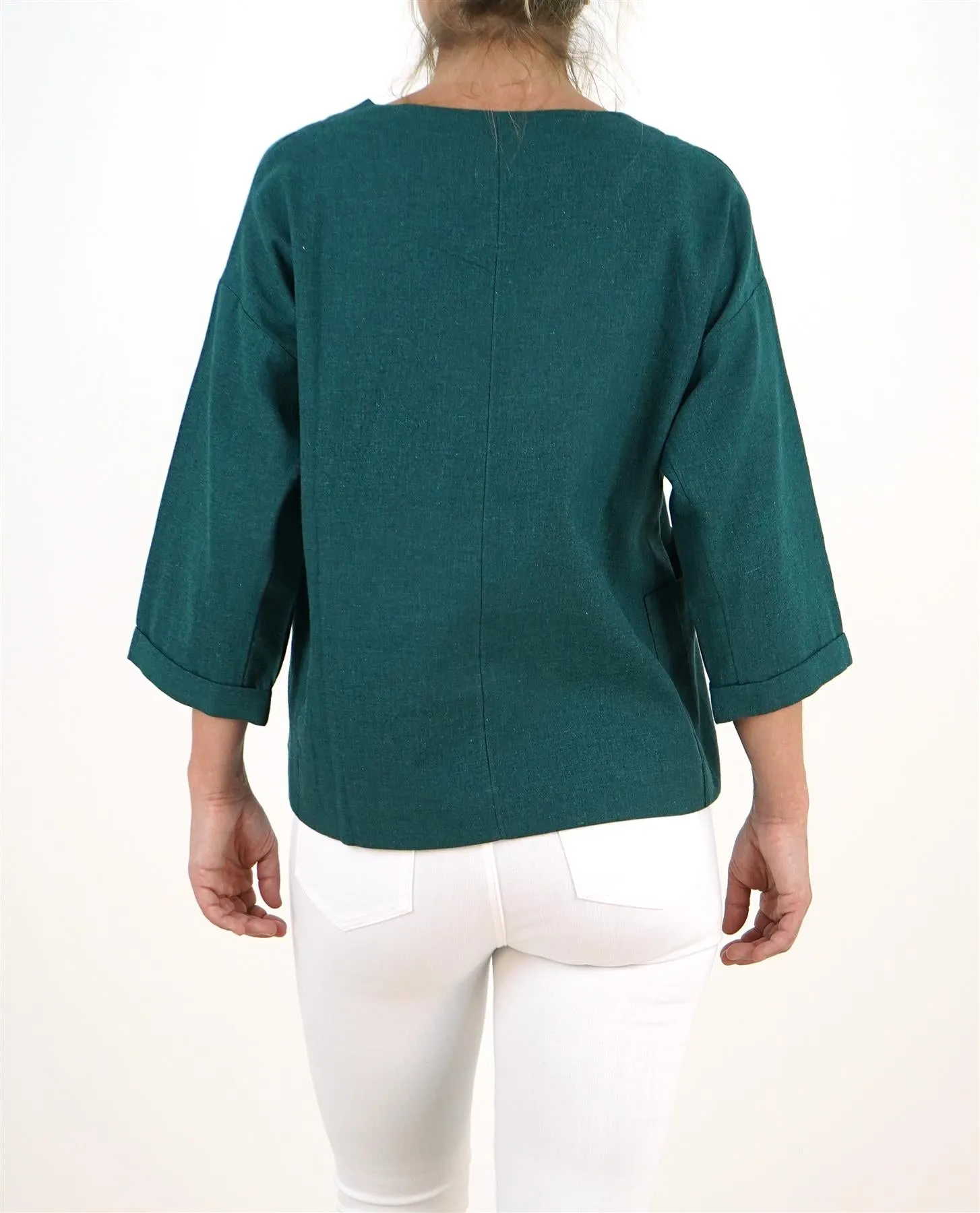 Seasalt Carlyon Bay Green Relaxed Fit Blouse 3/4 Sleeve Tops