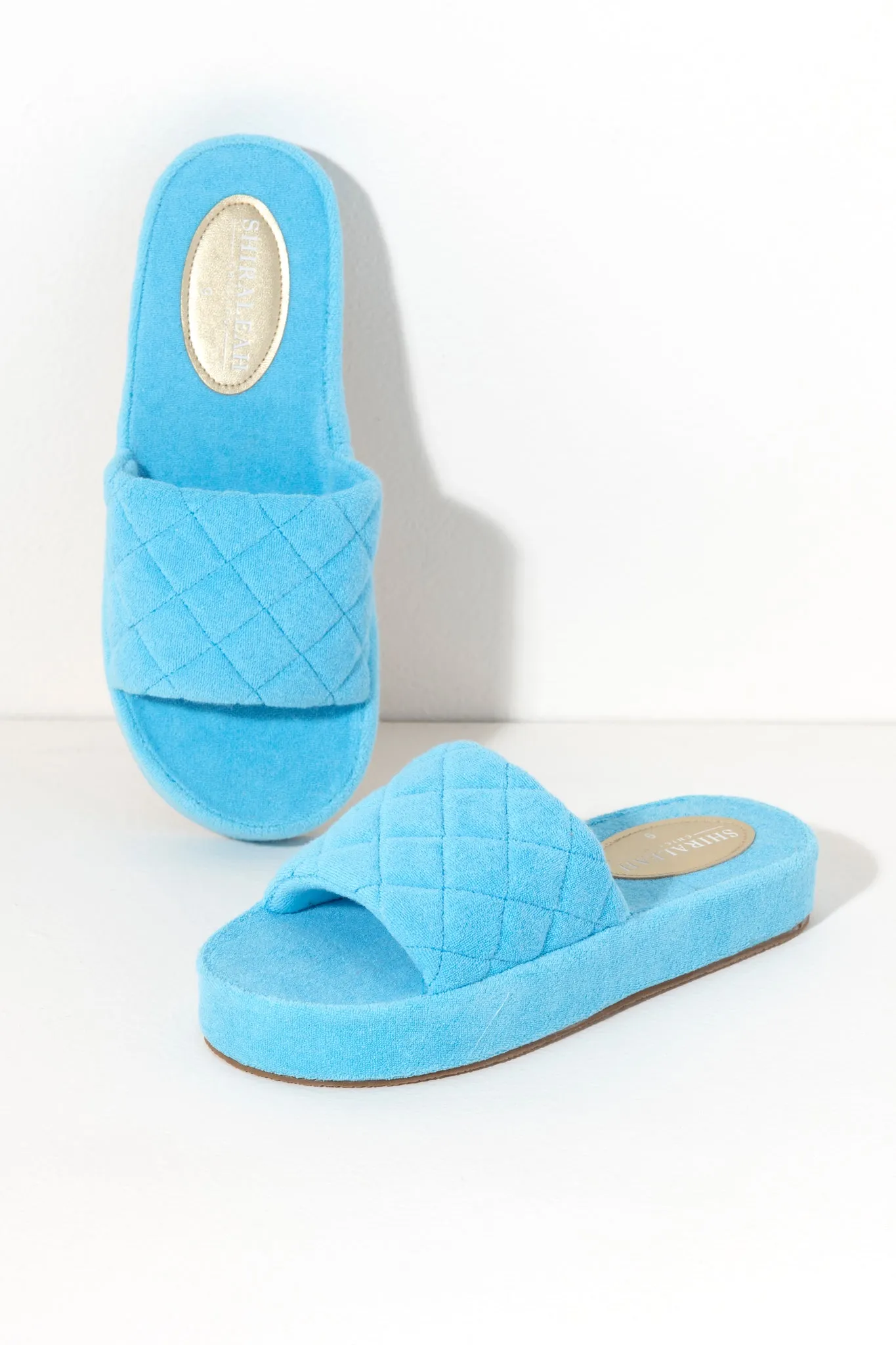 Shiraleah Sol Terry Pool Slides, Turquoise - FINAL SALE ONLY