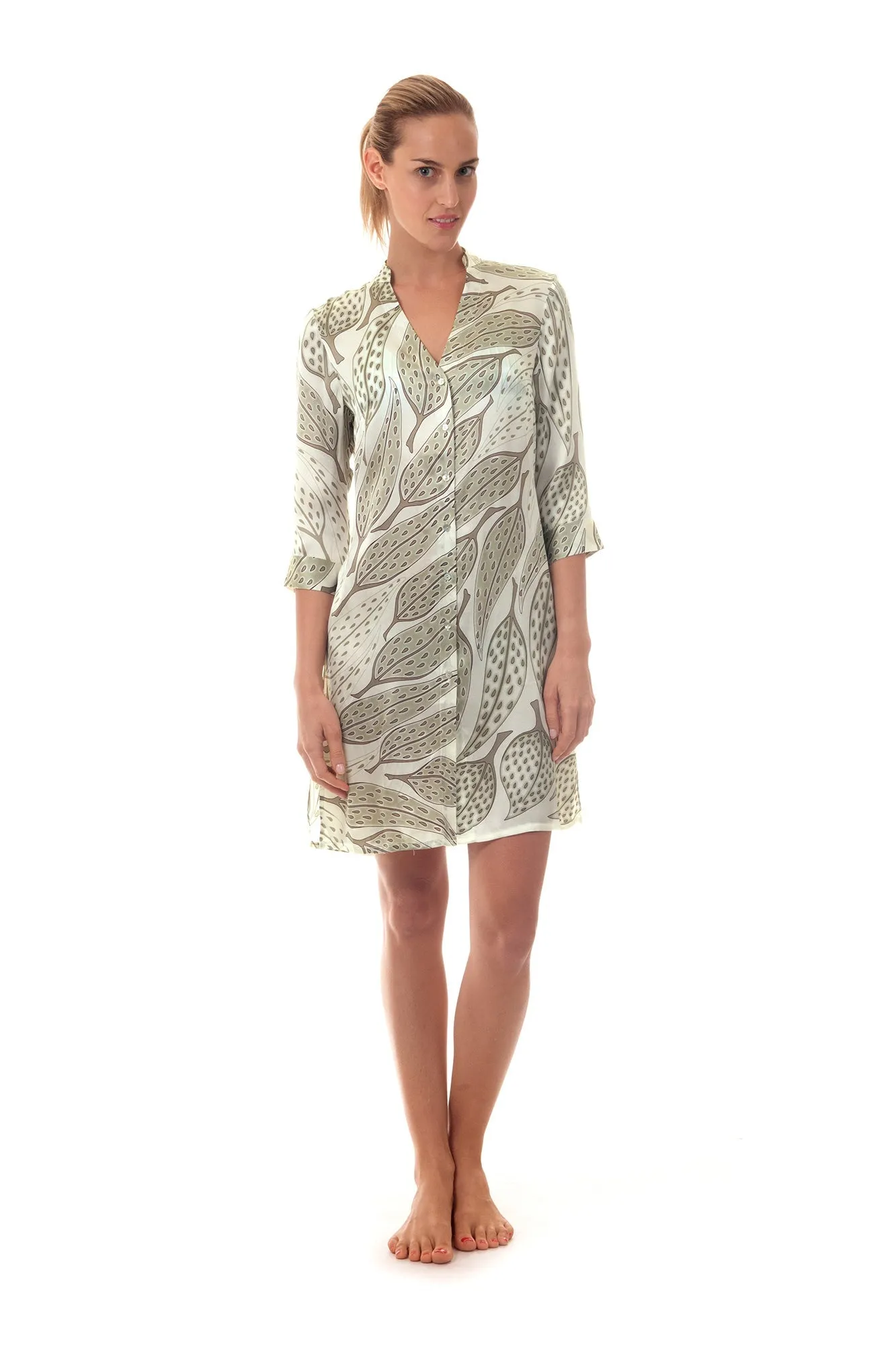 Silk Shirt Dress LEAVES