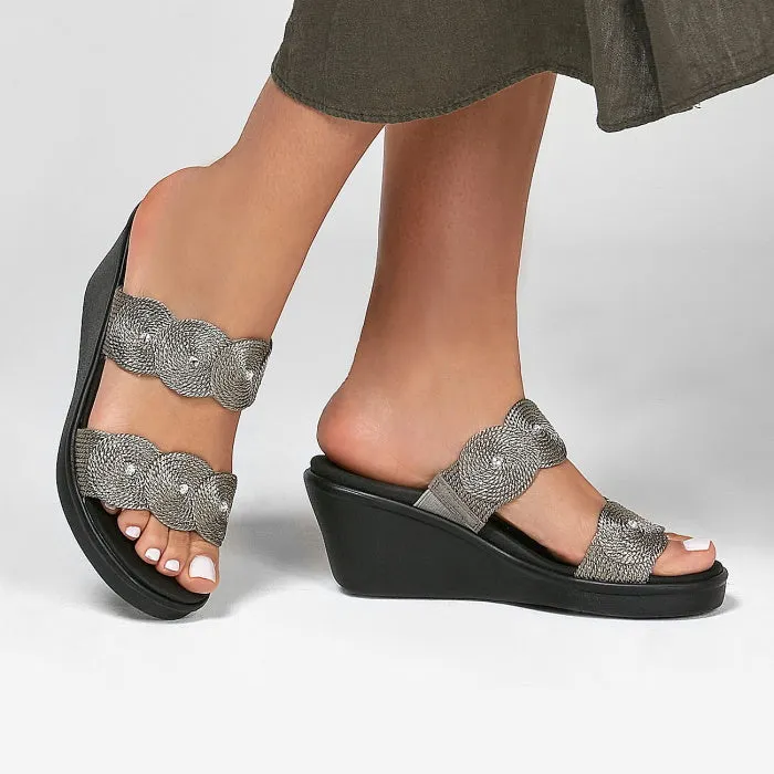 Skechers Wedges Rumble On Circle City Pewter CLEARANCE