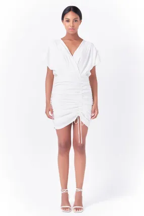 Stretch Linen Shirred Mini Dress