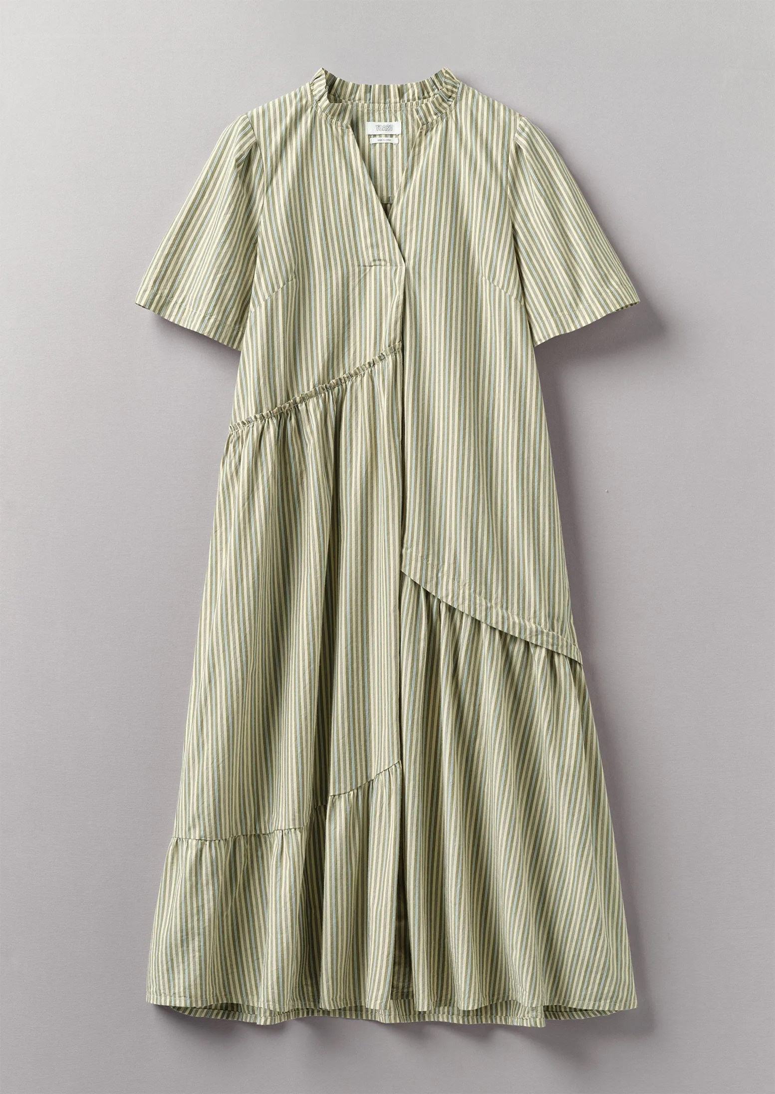 Stripe Organic Crinkle Poplin Dress | Pulp/Bright Sky