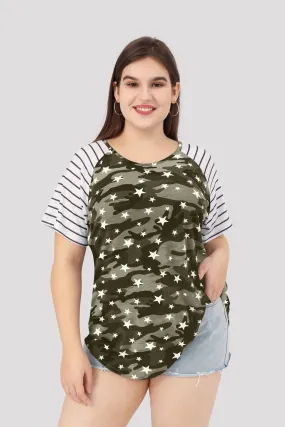 Striped Camo Star Raglan T-Shirt