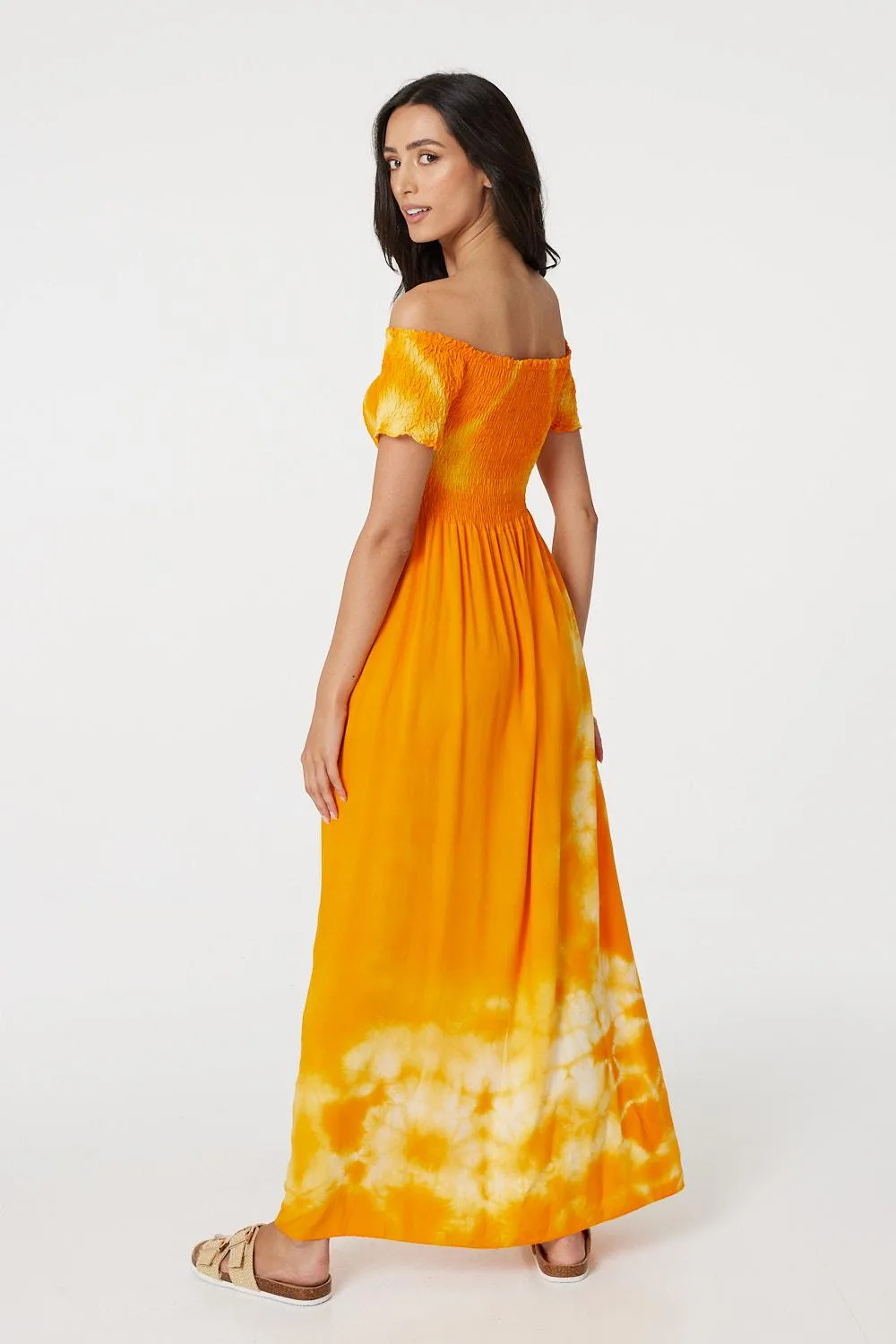 Tie Dye Cap Sleeve Maxi Dress