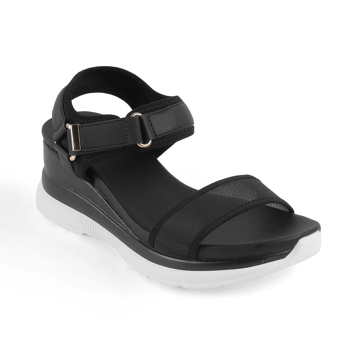 Tresmode Anci Black Women's Casual Wedge Sandals