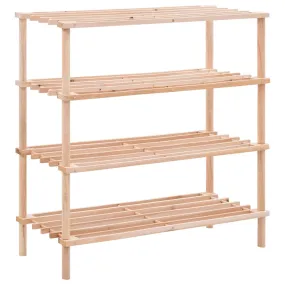 vidaXL 4-Tier Shoe Rack Solid Fir Wood