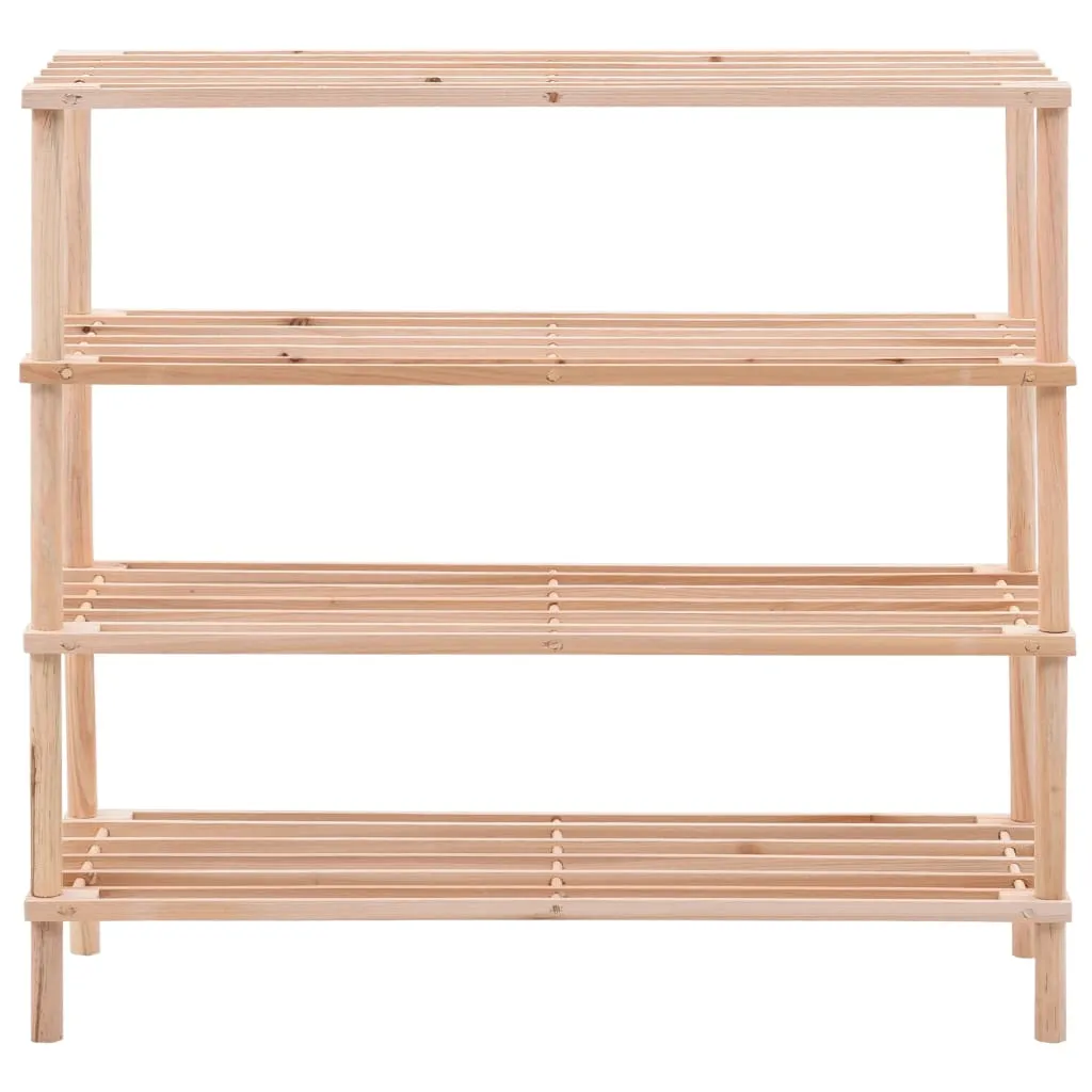 vidaXL 4-Tier Shoe Rack Solid Fir Wood