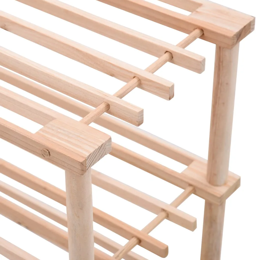 vidaXL 4-Tier Shoe Rack Solid Fir Wood