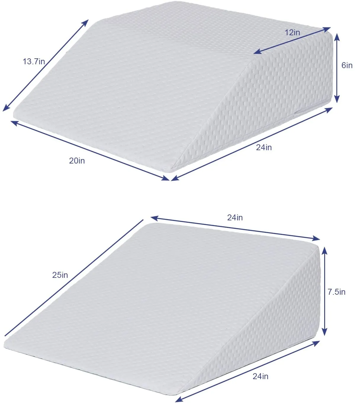 Wedge Pillow Set 2 in 1 Foam Bed Wedge Pillow (24 x 24 x 7.5 inches) 2 pack