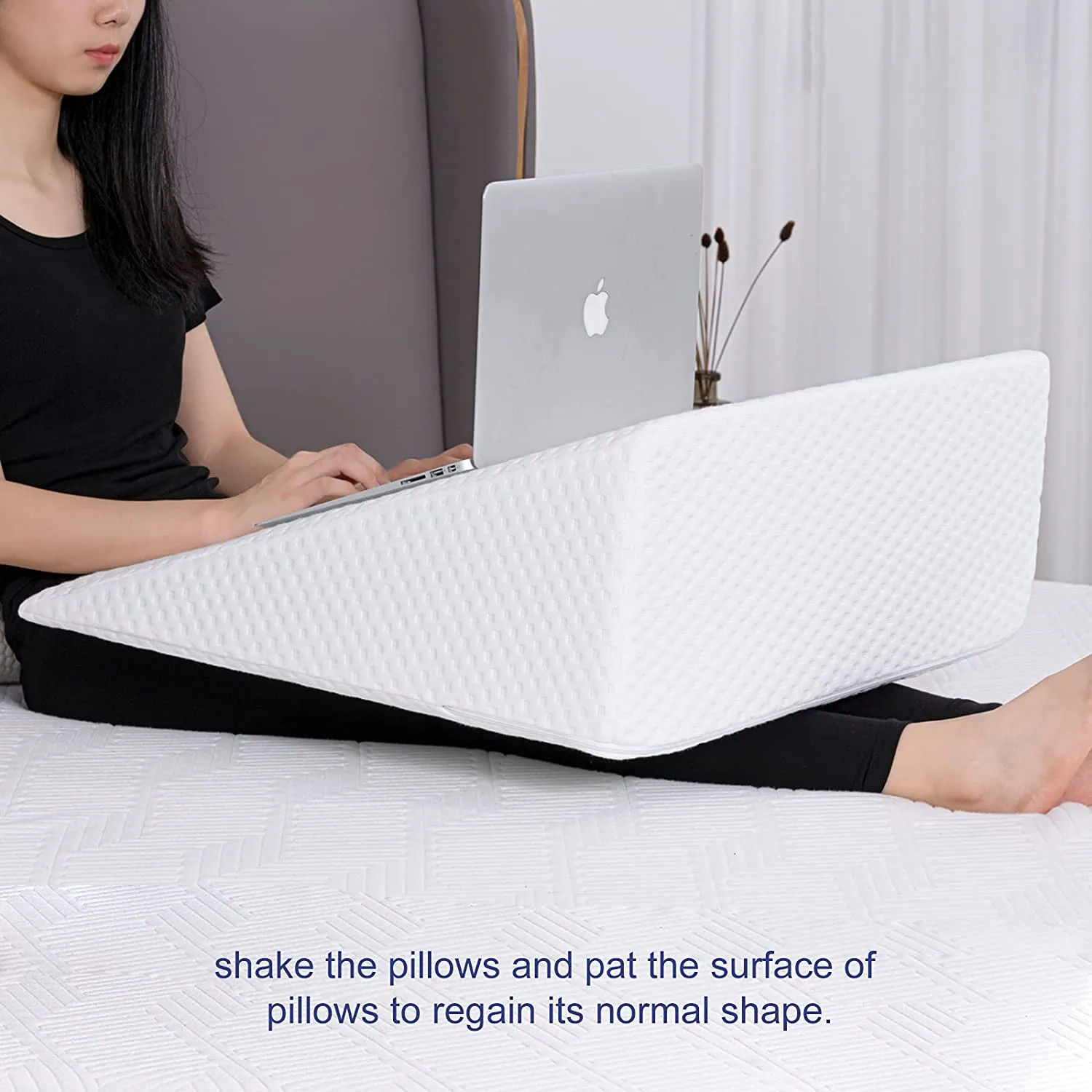 Wedge Pillow Set 2 in 1 Foam Bed Wedge Pillow (24 x 24 x 7.5 inches) 2 pack