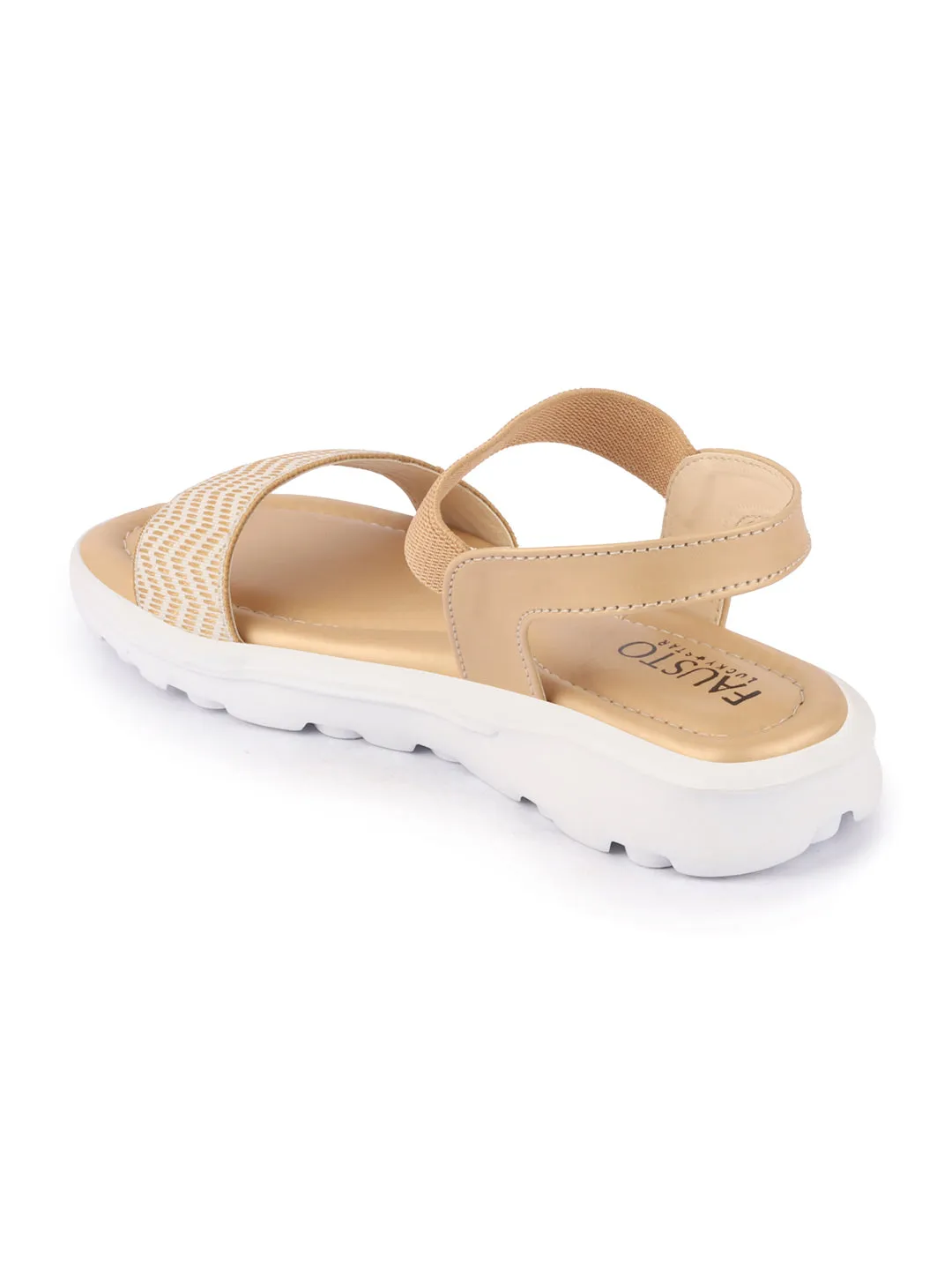 Women Tan Open Toe Fashion Stylish Day Long Comfort Slip On Wedges Sandals