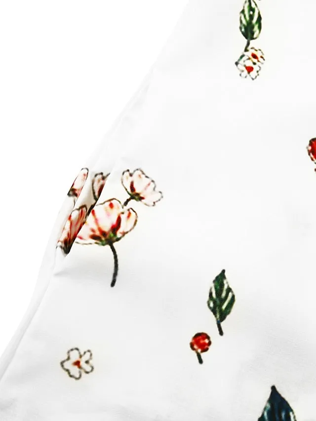 Women's Casual Dress Shift Dress Midi Dress White Green Gray Short Sleeve Flower Print Spring Summer V Neck Basic Daily Vacation Weekend 2023 S M L XL XXL XXXL