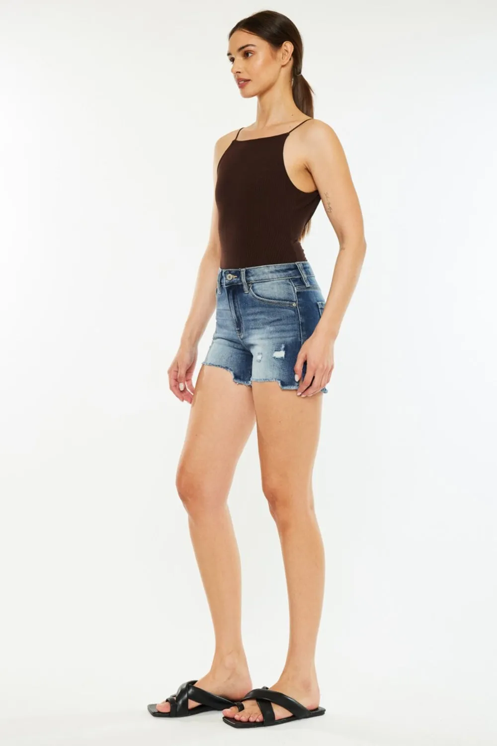 Women's Denim High Waist Raw Hem Shorts