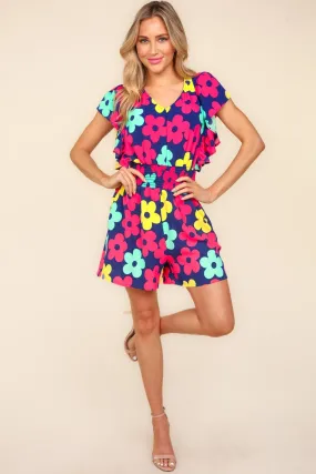 Women's Haptics Floral Smocked Waist Romper with Side Pockets