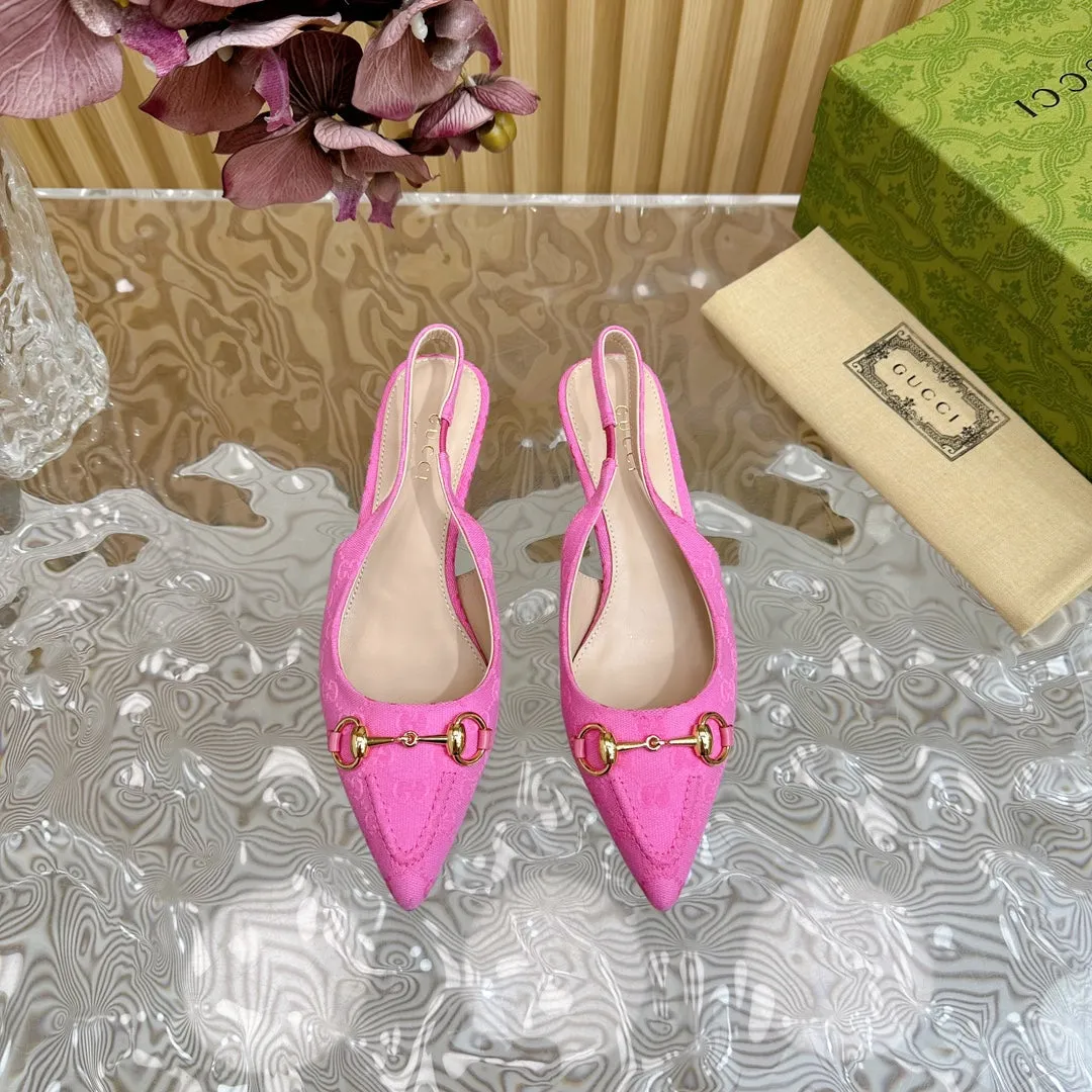 WOMEN'S HORSEBIT SLINGBACK PUMP BRIGHT PINK CANVAS