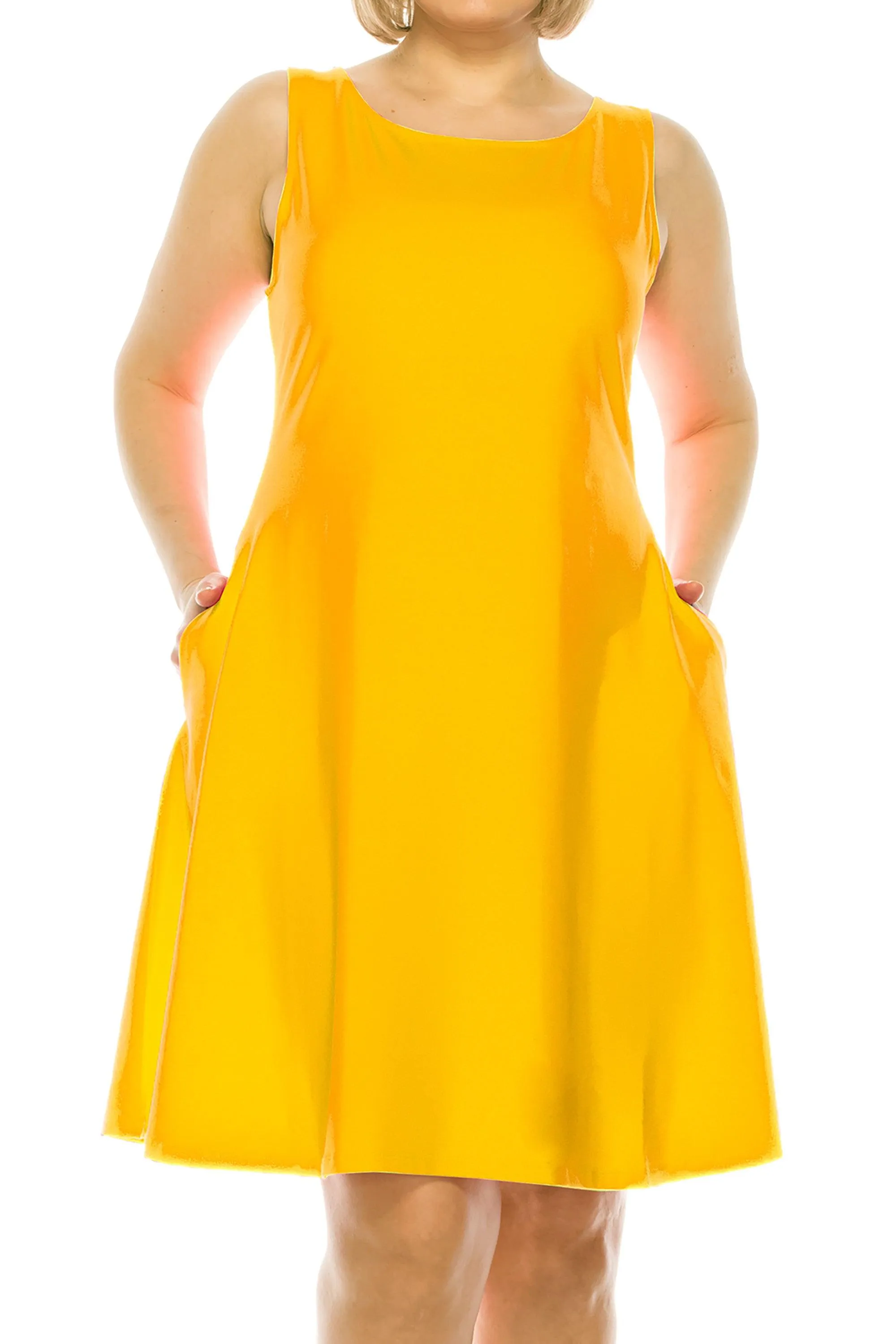 Women's Plus Size Sleeveless A-Line Midi Dress with Pockets