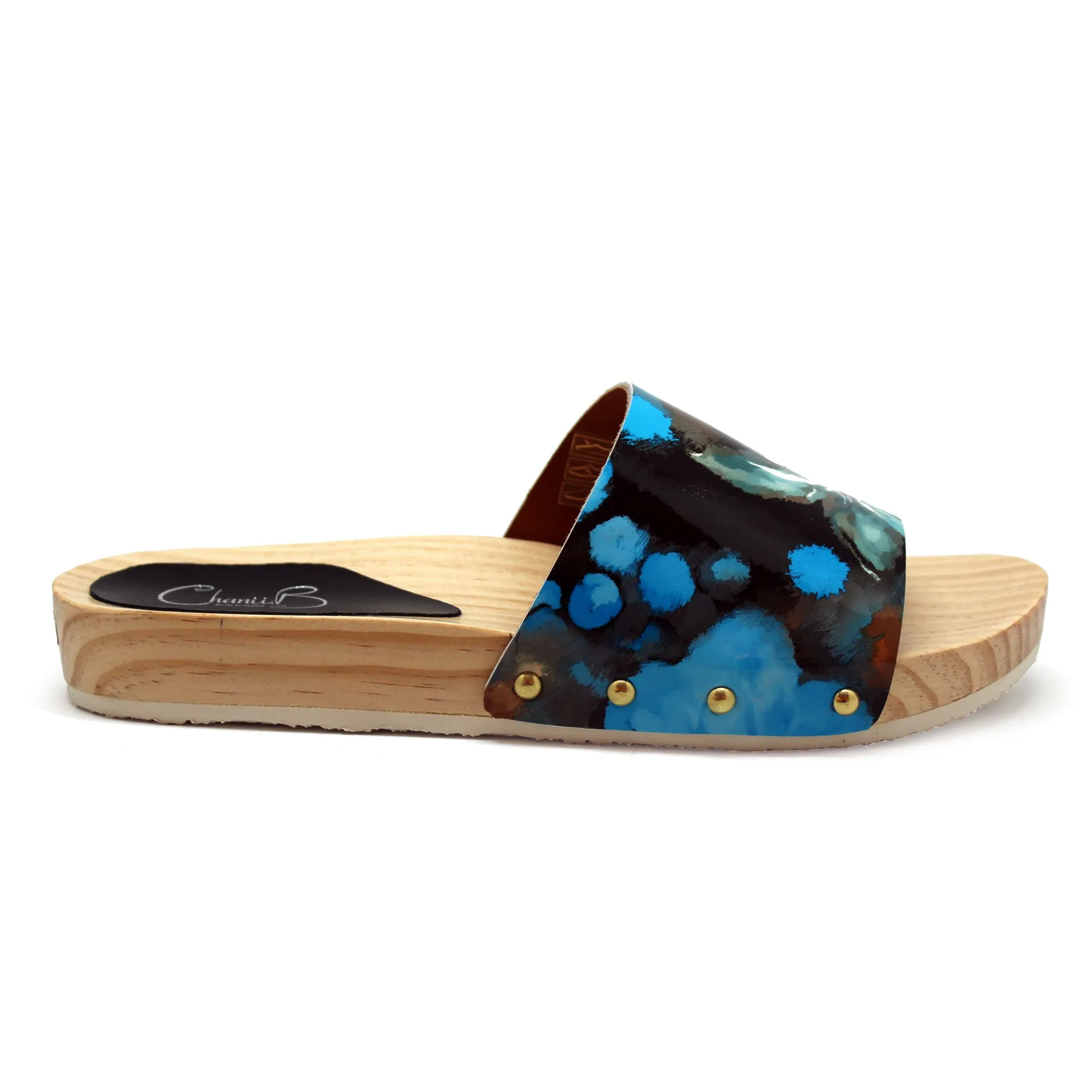 Wood - Blue Flower wooden slide- Last pair 37